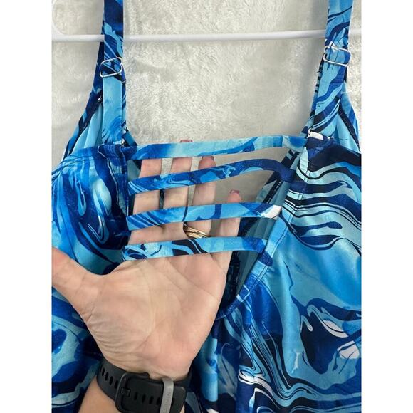 Peyton & Parker Blue Swirl One Piece Swimsuit 3X Beach Pool Summer - Picture 3 of 7
